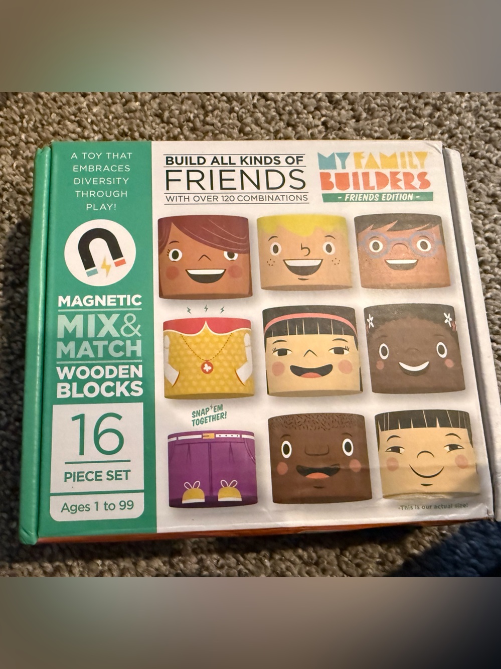 My Family Builders Magnetic Mix & Match Wooden Blocks - Teal